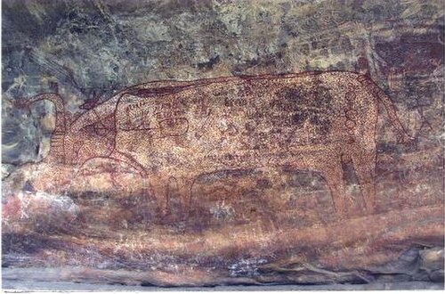 ビムベトカの岩陰遺跡、岩絵、石器時代、インド
