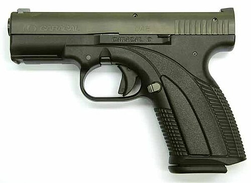 標準照準器を備えた Caracal C コンパクト ピストル。