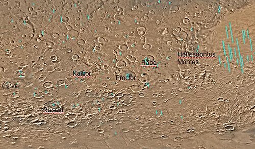 主要な特徴が記されたノアキスの四角形の地図