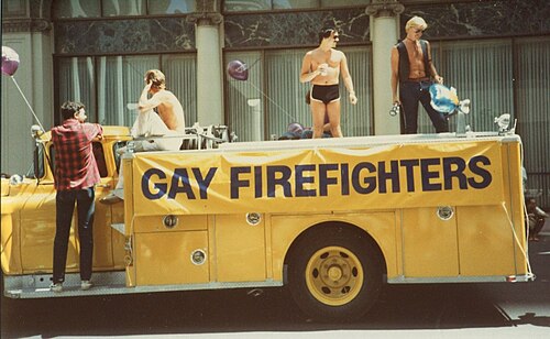 Gay Firefighters float at Gay Pride 1983