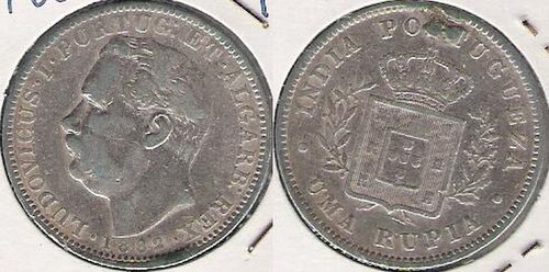 1 ポルトガル インド ルピア、1882 年。