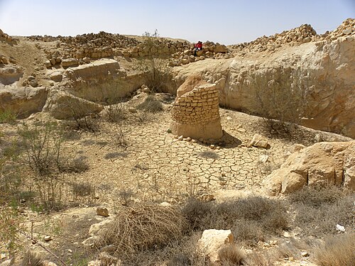 イスラエル南部マクテシュ・ラモンの北にあるナバテア人の貯水槽の遺跡