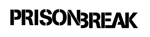 「PRISON BREAK」という文字が大きな黒い文字で大文字で書かれています。