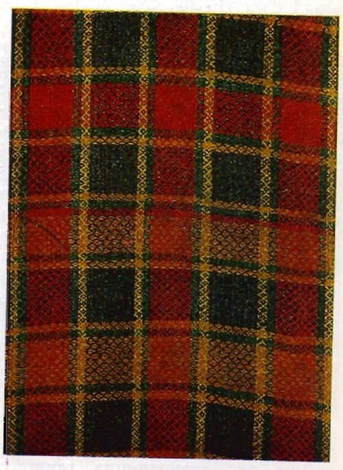Example of 1920s tartan cloth from Belarus, in a complex non-twill damask weave