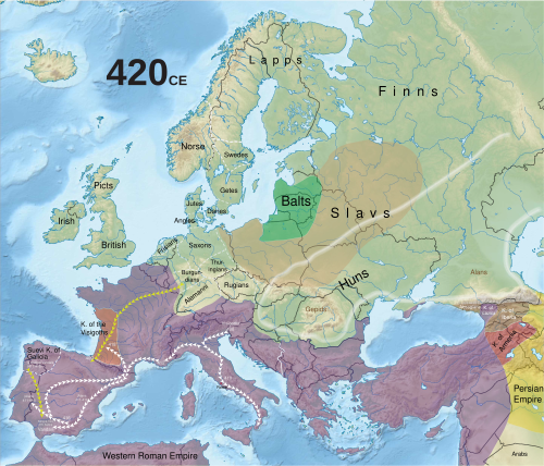 420年のローマ帝国の地図