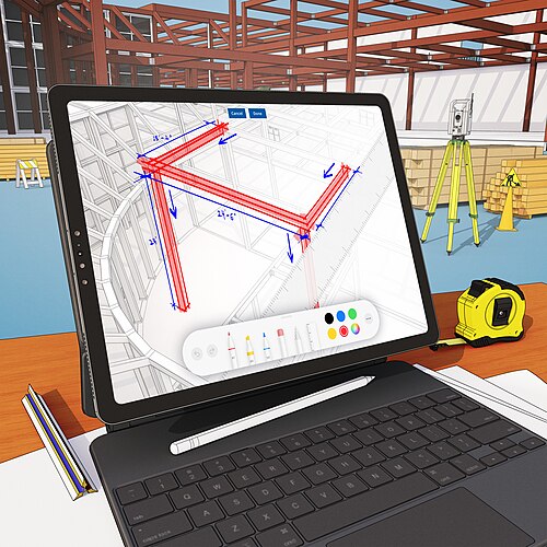 SketchUpのiPadモデラーが現場にいます。