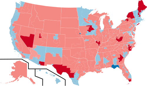 2014年上院選のカラーコード付き地図