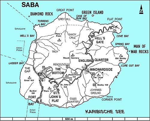 サバ島の底を示す地図