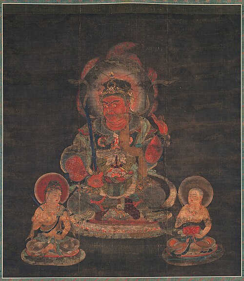 金剛乗仏教の十二天の一体である羅刹を描いた絵画。日本、平安時代、西暦1127年。