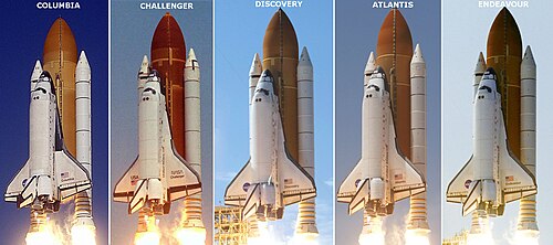 打ち上げられた5機のスペースシャトル
