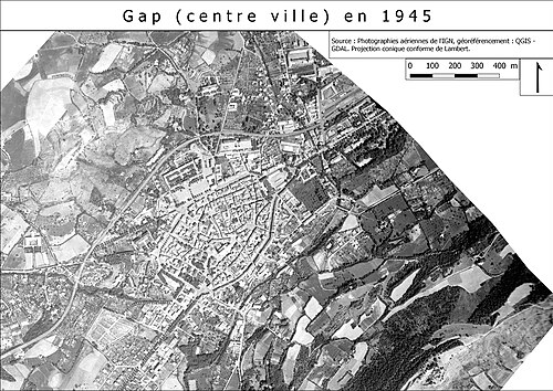 1945年に撮影されたギャップ（IGN）の航空写真