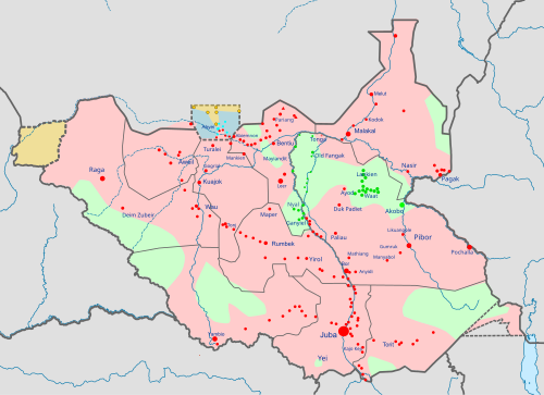 南スーダン内戦の地図