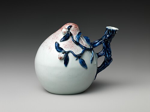 Container with colored enamel decoration over transparent glaze, Jingdezhen ware, 19th century, Metropolitan Museum of Art.
