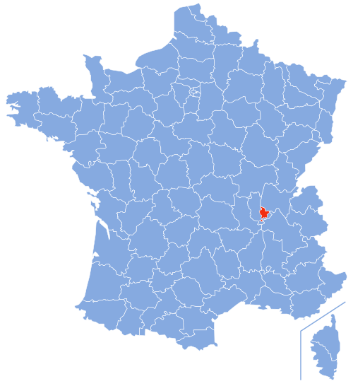 フランス本土におけるリヨン本土の位置
