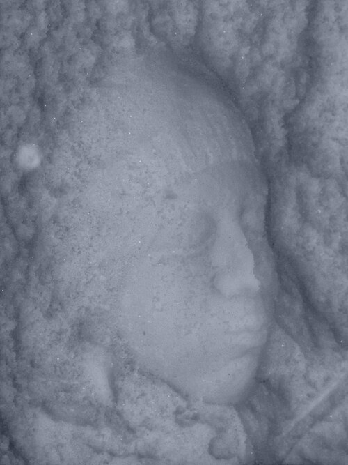 雪の中のくぼんだ顔