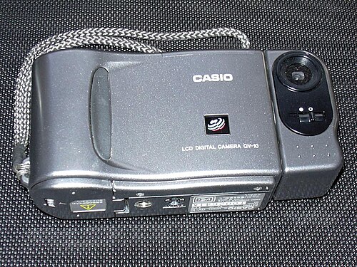 背面液晶が見えるグレーのCasio QV-10デジタルカメラ