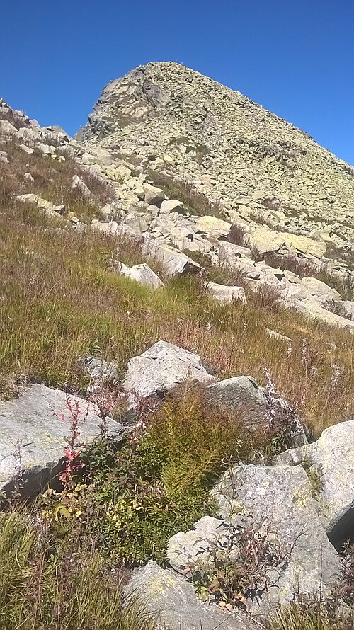 ベシマウダ山の岩だらけの山頂