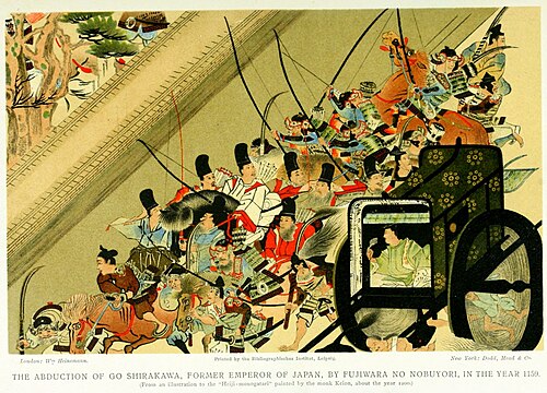 皇帝の馬車に騎乗したり徒歩で随伴する戦士たち。