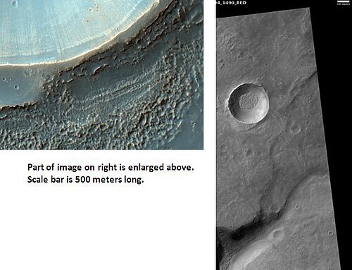 HiRISE で見た、層状に解剖されたマントル