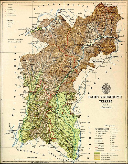 ハンガリー王国のバルス県の地図(1891年)