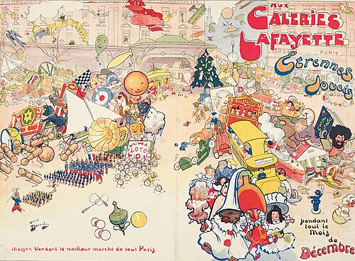 ギャラリー・ラファイエット百貨店の玩具を描いたリトグラフ（1907年）