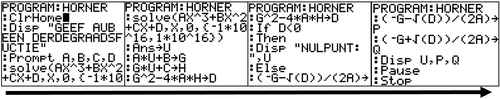 内蔵IDEにおけるTI-BASICプログラムのスクリーンショット