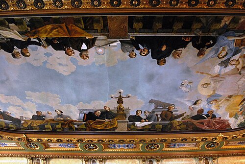 1893年にメキシコシティのアユンタミエント宮殿（旧市庁舎）のサロン・デ・カビルドスでフェリックス・パラによって描かれた天井フレスコ画の一部