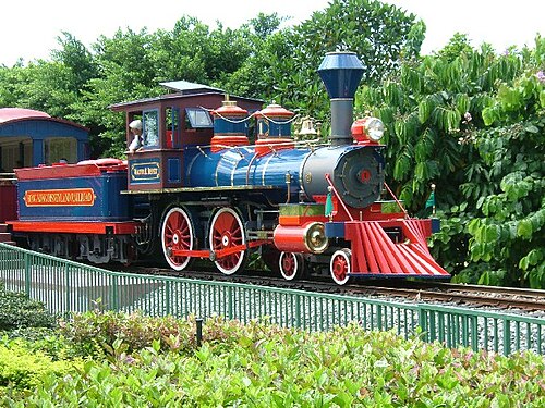 香港ディズニーランドの香港ディズニーランド鉄道向けに 2004 年に製造された蒸気アウトライン ディーゼル機関車。