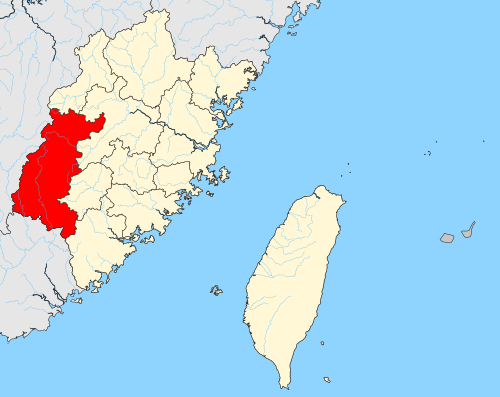 1820 年の福建省汀州県の位置