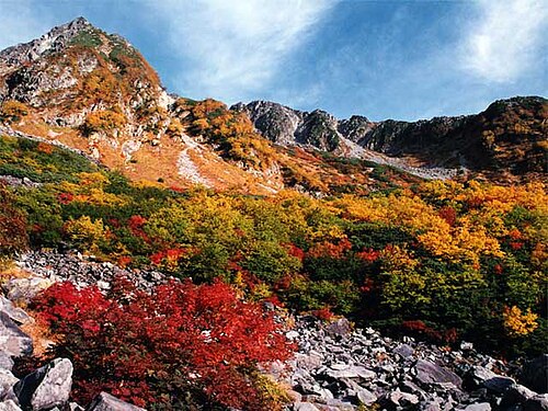 穂高連峰の涸沢の紅葉