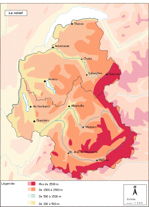 サヴォイアのレリーフ地図
