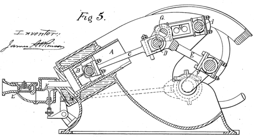 Atkinson gas engine as shown in US Patent 367496, 1887
