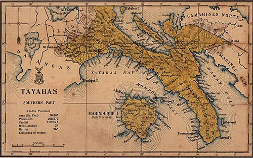 タヤバス南部（現在のケソン州）の古い地図