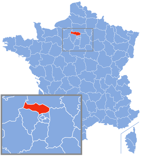 フランスのヴァル＝ドワーズの位置