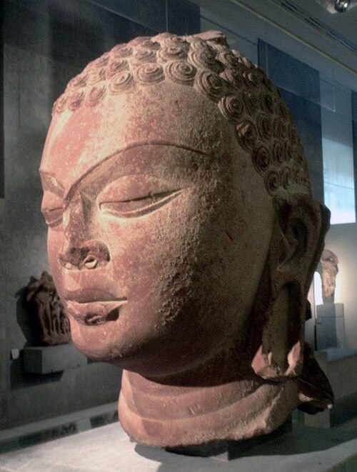仏像の頭部、グプタ朝時代、6世紀