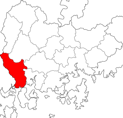 半島の南端の地図で、東部地域が記されている