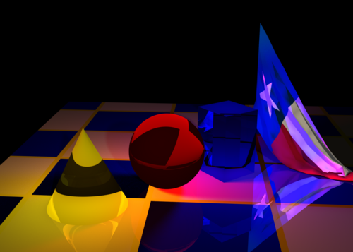 Extending Art of Illusion の Art of Illusion ClothMaker プラグインを使用した布のシミュレーションの例