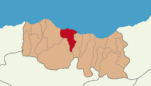 トラブゾン県オルタヒサル地区を示す地図