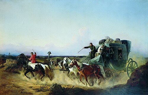疾走する馬車に乗った家主（1855年）