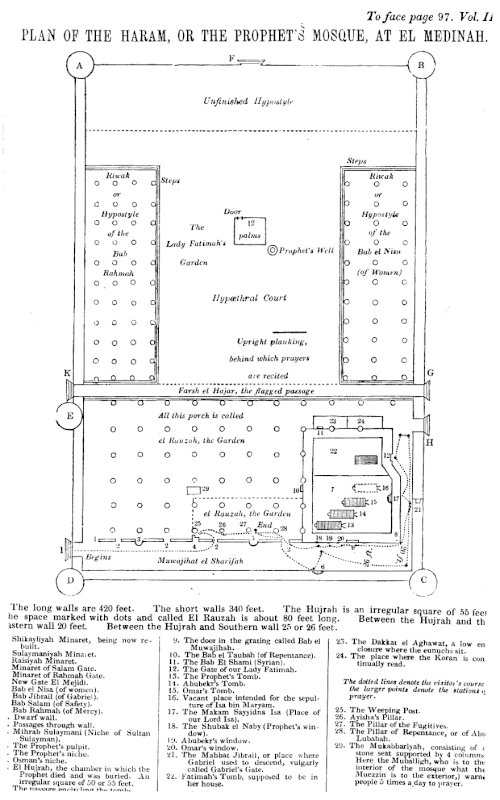 1857年に作成されたモスクの平面図には、ミナレットの位置が示されている。