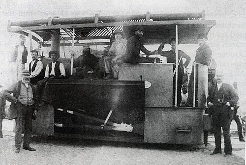 ジョン・テイラー作と思われる。運転室の屋根が取り付けられ、可動部が露出している。1886年頃。
