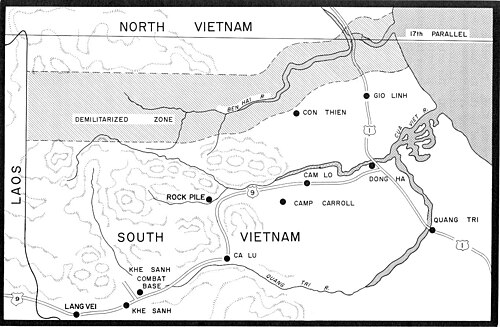 南北ベトナム間の非武装地帯の地図