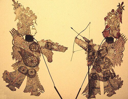 中国の影絵人形、武士2体；乾隆時代；1780年頃；ドイツ革博物館（オッフェンバッハ、ドイツ）