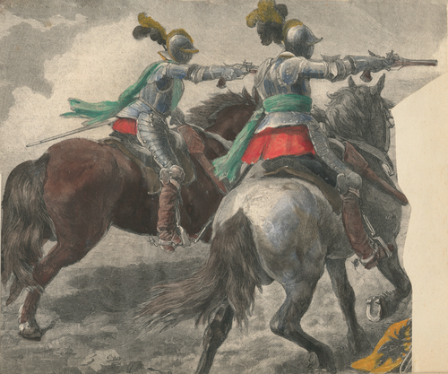 1600 年代初頭の胸甲騎兵はフリントロック式騎馬ピストルで武装していた