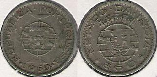 60 ポルトガル語インド センターボ、1959 年。