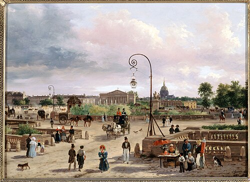 1829年のコンコルド広場。ルイ・フィリップ王による改修前。