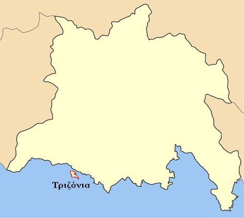 ギリシャのトリゾニア島（フォキス地方）の地図