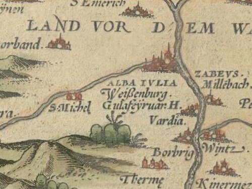 1556年の地図に描かれたアルバ・ユリア