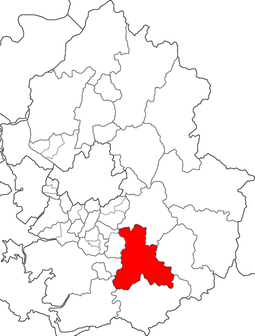 天仁区を強調した京畿道の地図。