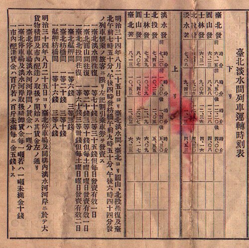 1901年10月25日台湾日報新報の公開スケジュール